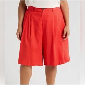 Universal Standard Tailored Linen Knee Length Shorts 4XS 00 0 2XS NWT Red Travel